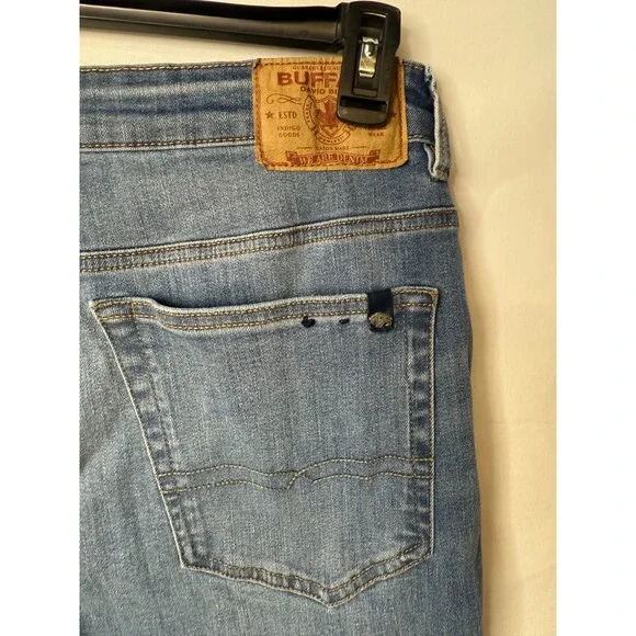 Buffalo Mens Ash Blue Stretch Comfort Veined and Crinkled Slim Jeans Size 34x30